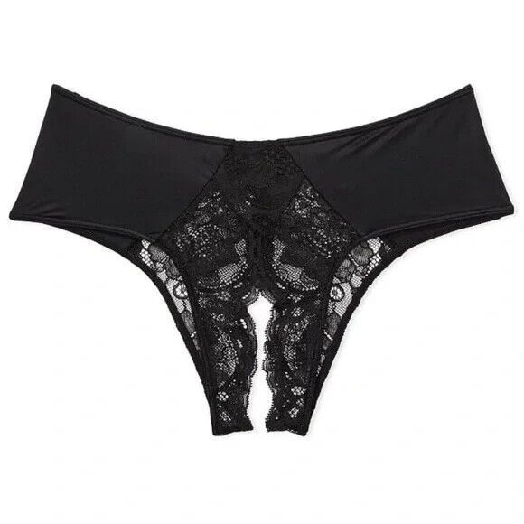 Victoria's Secret Other - Victoria's Secret Very Sexy Black Crotchless Lace-Trim Cheeky Panty XL NEW